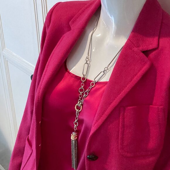 Talbot's 100% Silk Fuchsia Pink Tank Top L Size 12 - Picture 4 of 9